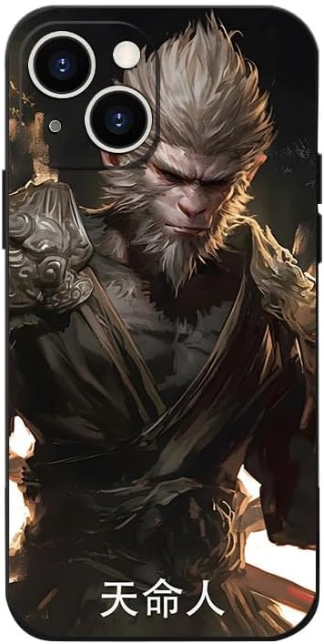  Wukong Phone Case Compatible with iPhone Case Game Black Myth: Wukong Phone Case Soft TPU Black Base Cover (H,for iPhone)