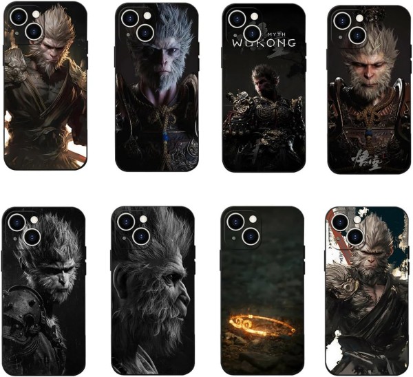  Wukong Phone Case Compatible with iPhone Case Game Black Myth: Wukong Phone Case Soft TPU Black Base Cover (A,for iPhone)